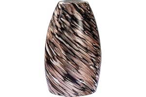 KARYFINE Handcrafted Blown Art Glass Globe Replacement for Pendant lighting fixture handmade Bell Glass Replacement Shade Height 7.48inch Width 4.7inch for Island mini pendant ceiling light (Gold and brown)