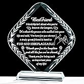 Movdyka Laser-Engraved Crystal Friendship Plaque - Heartfelt for Women, Bestie or Sisters, Forever Friends Keepsake, Unique Birthday for Best Friends Women Female