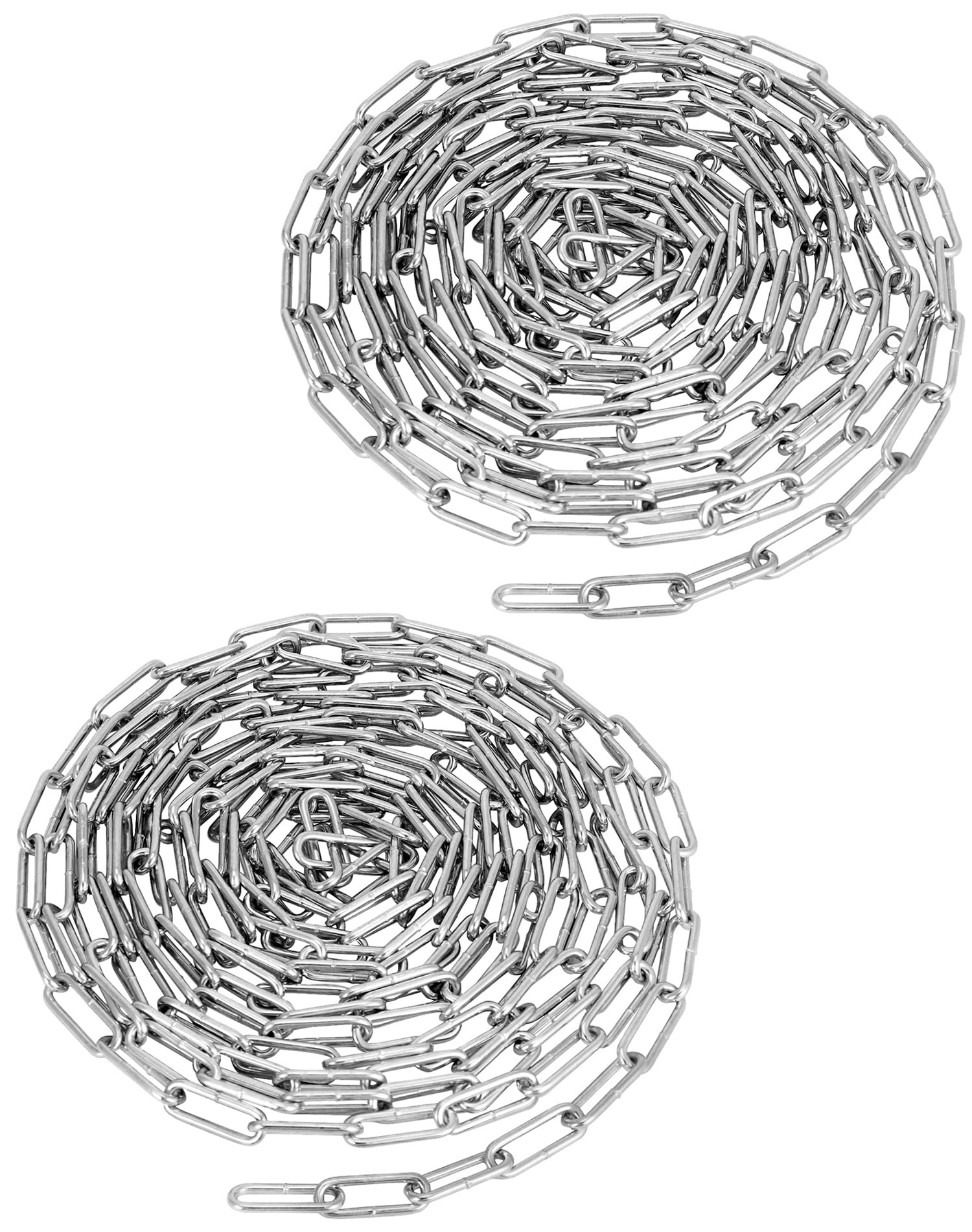 QWORK® 2 Pack Galvanized Steel Chain - Ø 3 mm - 5 m - for Clothsline Garage Fence Bicycle Security Lock Dog Lead DIY Decoration