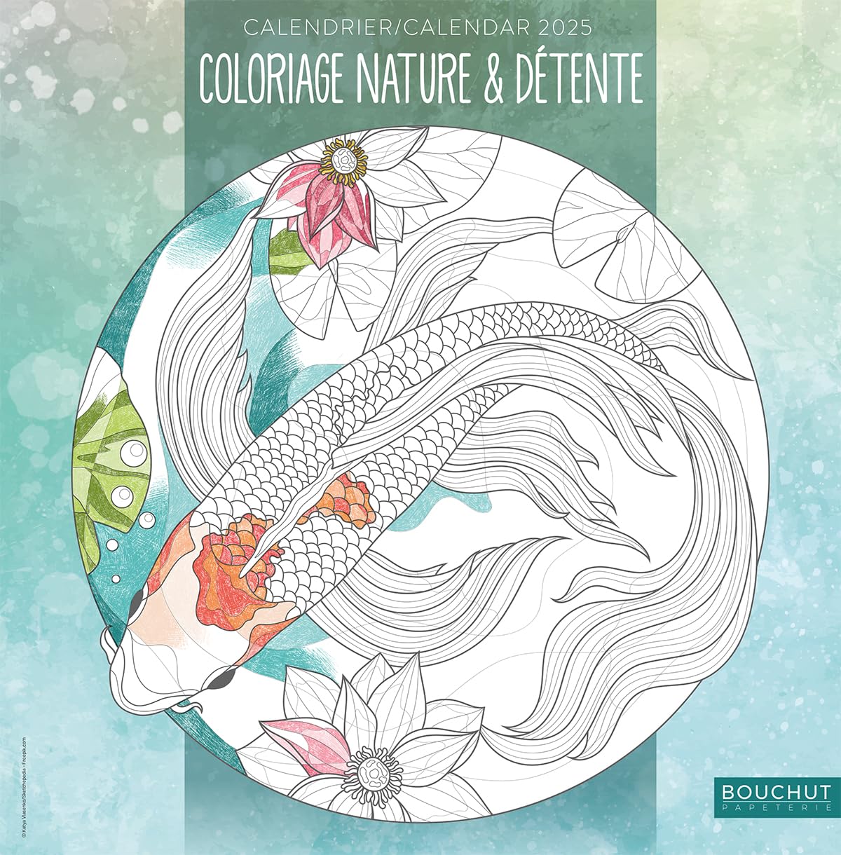 Illustrated Calendar "Adult Colouring" 30 x 30 cm BOUCHUT