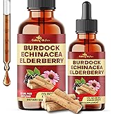 17in1 Burdock Root Liquid Drops with Elderberry, Milk Thistle, Dandelion, Astragalus, Sea Moss, Spirulina, Chlorella, Lemon Balm & More to support immune & mood balance - 30 Days Supply - 1FL Oz