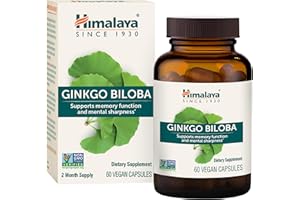 Himalaya Ginkgo Biloba, 60 Day Supply - Herbal Brain Supplements for Memory and Focus Support - Vegan, Gluten Free, 120 mg, 60 Capsules