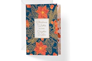1Up Greetings Christmas Card for Daughter-In-Law | Poinsettia Fir Berries | Your Purchase Helps Animals In Need | 5”x7.5” | Individual Christmas Card + Envelope | Small Woman Owned Business | Made in USA | XMASDAULAW1