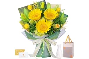 HANAMEGURI Preserved Sunflower Bouquet - Forever Flowers for Delivery, Long-Lasting Flower with Gift Box, Eternal flowers Bouquet for Mothers, Mom, Wife Anniversary Birthday Gifts for Women and Her
