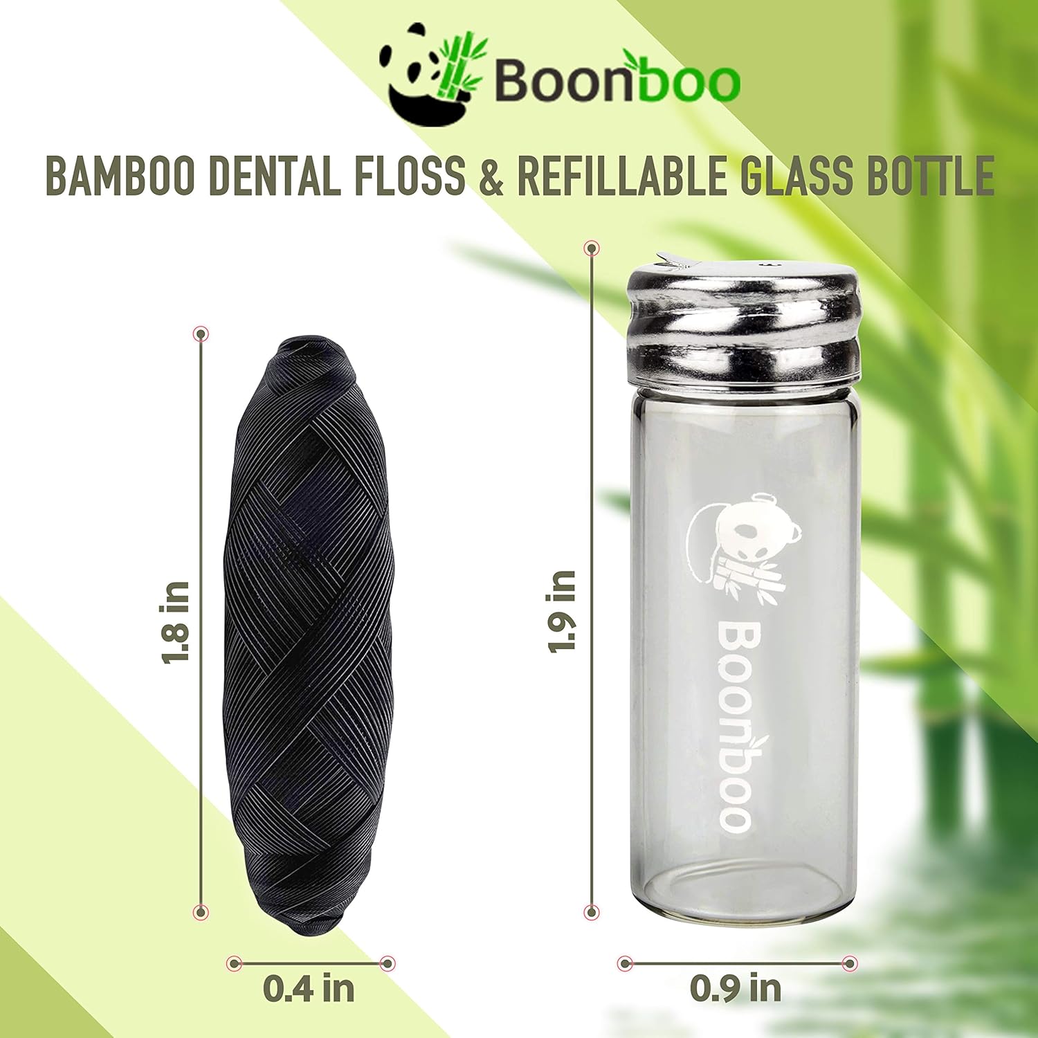 Boonboo Dental Floss 33 Yards 30m Bamboo Fiber With Activated Charcoal Glass Bottle Cutting Lid Candelilla Wax Mint Flavor Biodegradable Sustainable Plastic Free Amazon In Beauty