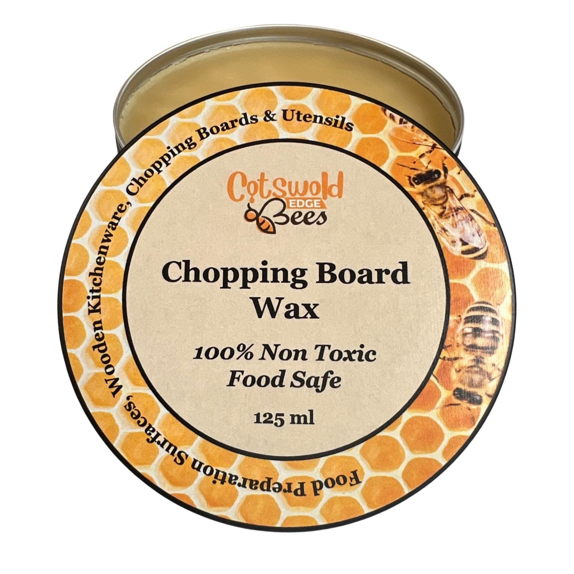 Chopping Board Natural Bee Wax Polish and Conditioner, Natural Clear Wax, 125 ml - Suitable for Furniture and All Wood Types