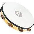 Meinl Percussion TAH1M-SNT Traditional 10-Inch Wood Tambourine with Goat Skin Head and Dual Alloy Jingles, 1 Row
