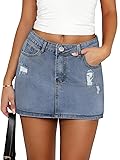 DEICAEVO Womens Denim Skirt Casual Mini Jean Skirt
