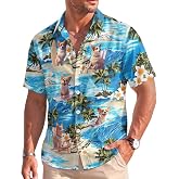 Tropical Bird Men's Hawaiian Shirt, Funny Bird Print Short Sleeve Button Shirt, Summer Gifts, Birthday Gifts