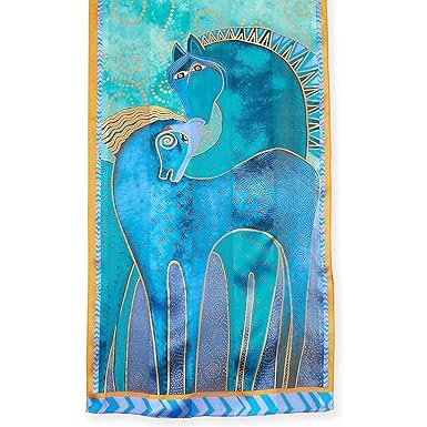 Laurel Burch Silk Scarf Teal Mares