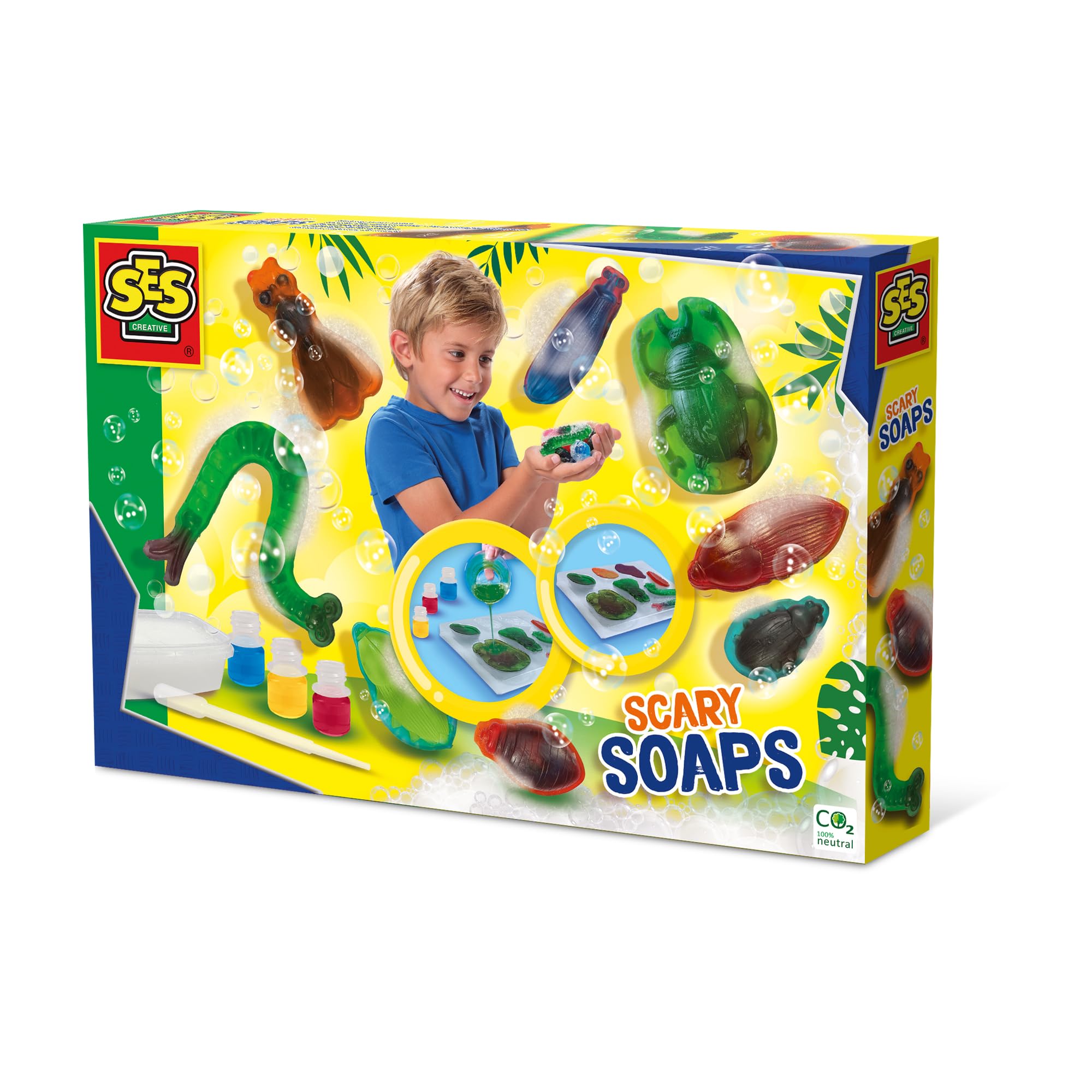 SES Creative 14311 - (Making) Scary Soaps, Mix Dyes to Create Your own Colours, Different Moulds for Different Shapes, Complete STEM-Set for Children