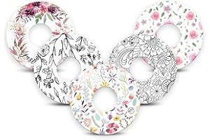 ExpressionMed - Adhesive Patches for Libre 3 (Pack of 5) - Made in The USA, Waterproof, Non-Fraying, Pre-Cut CGM Sensor Tapes (Spring Blooms)