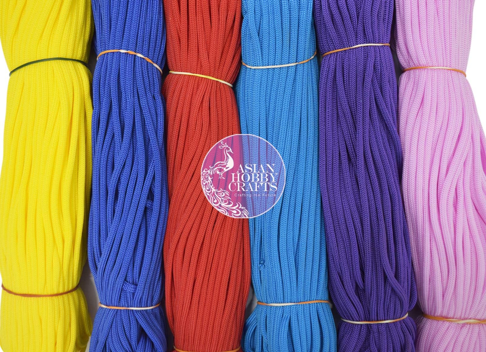 Asian Hobby Crafts Nylon Macrame Beading Braided Thread Cord Rope (Thickness: 3 mm, 180 m: Length, 30 m Each) - Pack of 6 Pieces