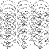 30 Pieces Bracelet Chains with OT Toggle Clasp Link Chains DIY Jewelry Making Round Link Bracelets for Girlfriend Wife Lover Mother(Silver)