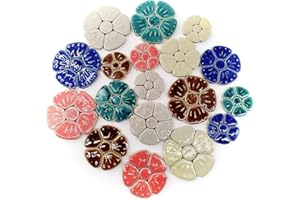 EDFLIFE Glazed Ceramic Mosaic Tiles for Crafts, 1.1lb Flower Porcelain Mosaic Tiles for Crafts, Flora Pattern China Tiles for Mosaic Art Projects and Outdoor Decorations (Mixed Color)
