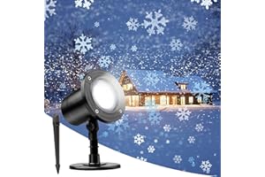 FORCHIC Christmas Snowflake Projector Lights Outdoor, Weatherproof Led Snowfall Lights Outdoor Patio Garden Decorative Lighting for Christmas Xmas Holiday Wedding Indoor Home Party Decoration Show