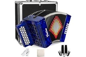 YUECHUN Accordion,31 Keys 12 Bass Accordion, Adult Accordion,Superior Material,Standard Tone, Professional Accordion Comes With Carrying Case, Wiping Cloth, Gloves(blue)