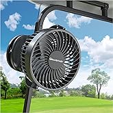 Golf Cart Rechargeable Fan Compatible with EZGO Club Car Yamaha, Golf Palyer Summer Essential 3 Powerful Speeds Clip on Fan with 360° Pivot, 13 Hrs Run Cordless, Battery Operated for Golf Cart