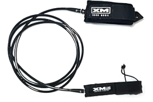 XM SURF MORE Knee/Calf Surfboard Leash 8ft-15ft, Big Wave Cord Thickness (.313 in.), Choose Length and Color, Key Pocket, Unbreakable Swivels, Detachable Railsaver, Made in USA