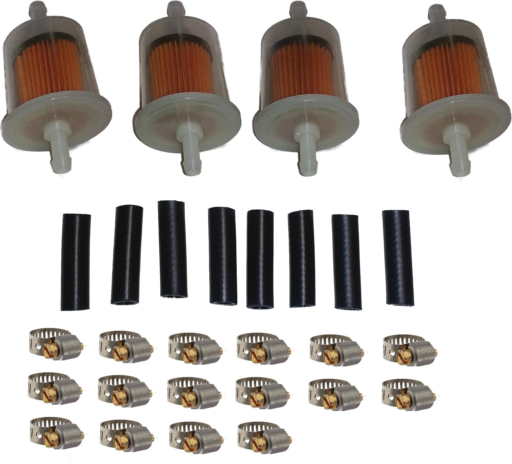 3/8" PrimeGaurd G2P In-Line Fuel Filter Kit Bundled with Size 4 Breeze Clamps and Connector Hose 28 Piece Bundle