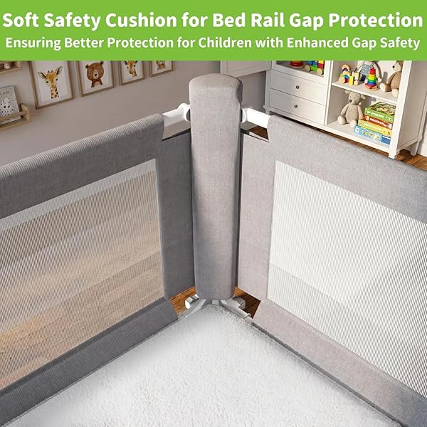 YULONGTENGFEI 3-PIECE TWIN SIZE BED RAIL FOR TODDLERS – ADJUSTABLE BABY BED RAIL GUARD, KIDS SAFETY BED RAIL FOR TWIN SIZE BED (74.8″X74.8″X39″-GREY)