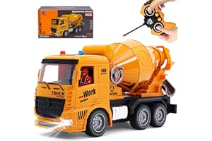 YAYYAY RC Cement Mixer Truck Toy with Lights & Sounds - Fun Construction Vehicle for Kids Ages 3-12 for Boys & Girls
