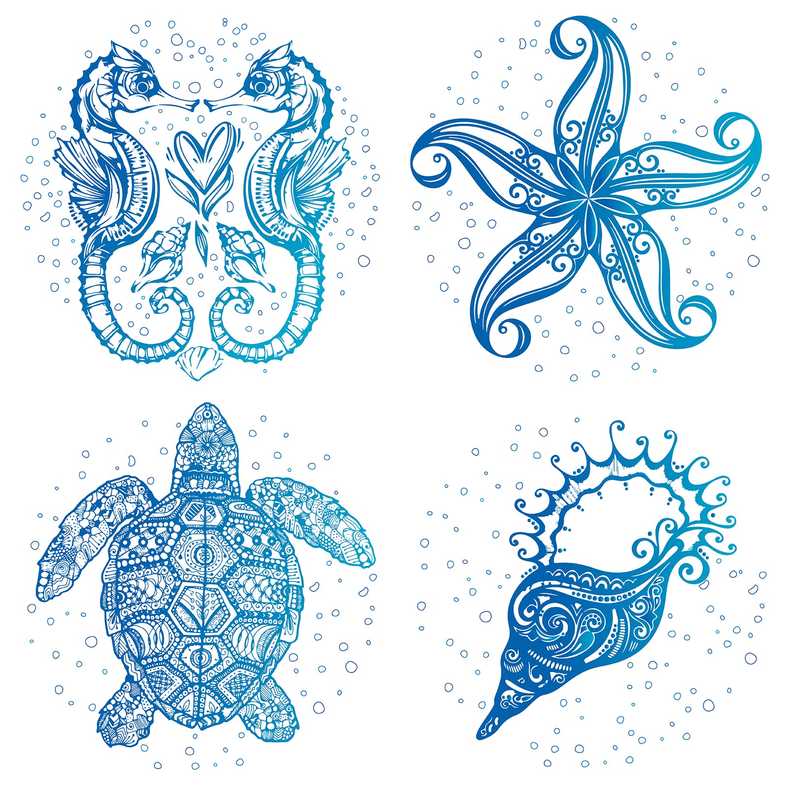 GORGECRAFT 4 Styles Sea Animal Window Decals Static Sea Turtle Conch Horse Starfish Glass Sliding Door Sticker Waterproof Ocean Bedroom Bathroom Decals for Prevent Stop Birds Dogs Pets Strikes