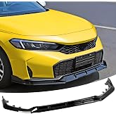 STSEV01 Front Lip Splitter Spoiler for Honda Civic 2025 2026 Accessories | (for Hatchback, Sedan, LX, Sport, Si, Hybrid, Touring), 3PC Kit, Drill Mount, PP Build, Sport Bumper Upgrade, Gloss Black