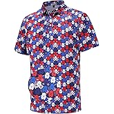 Mens Golf Polo Shirts Short Sleeve Moisture Wicking Dry Fit Performance Casual Funny Golf Polo Shirts for Men