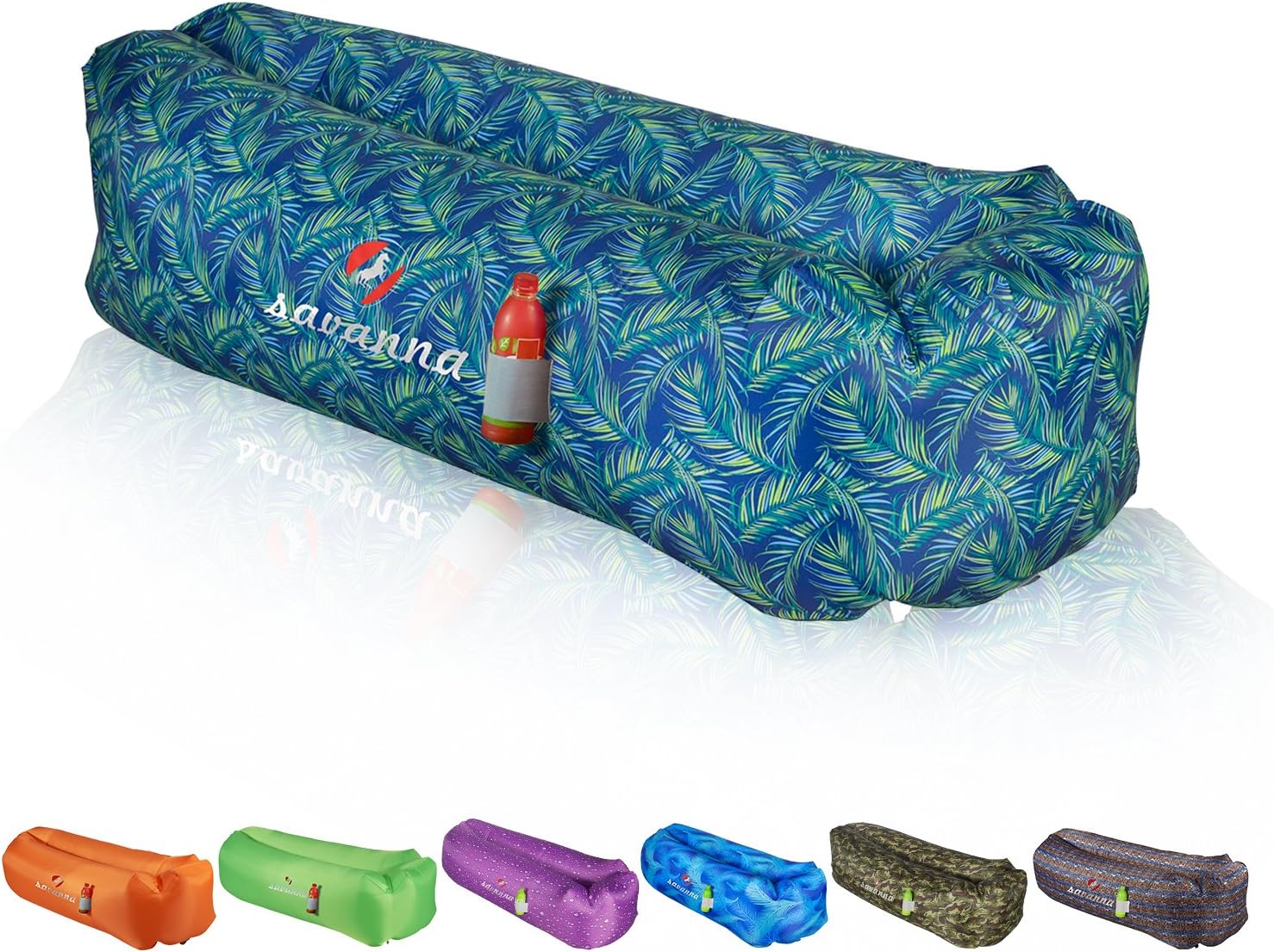 Savanna Fast Inflatable Lounger with Pillow, Personalized Pattern Easy Pack & Hard to Deflate Floatable Lazy Bag Sofa for All Leisured Moment