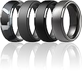 ThunderFit Men's Step Edge Silicone Rings, 10mm