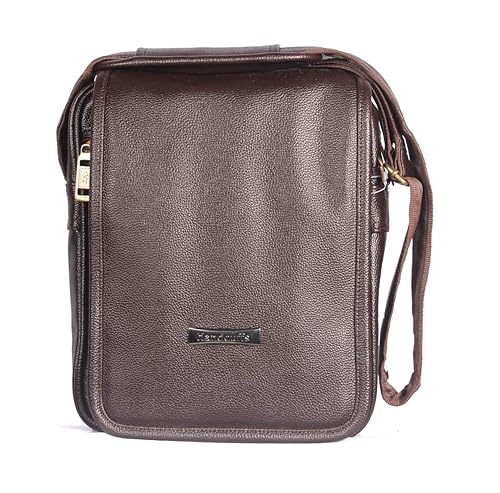 Handcuffs Stylish Side Sling Bag Shoulder Bag Messenger Leather Bag for Mens/Gents- Brown