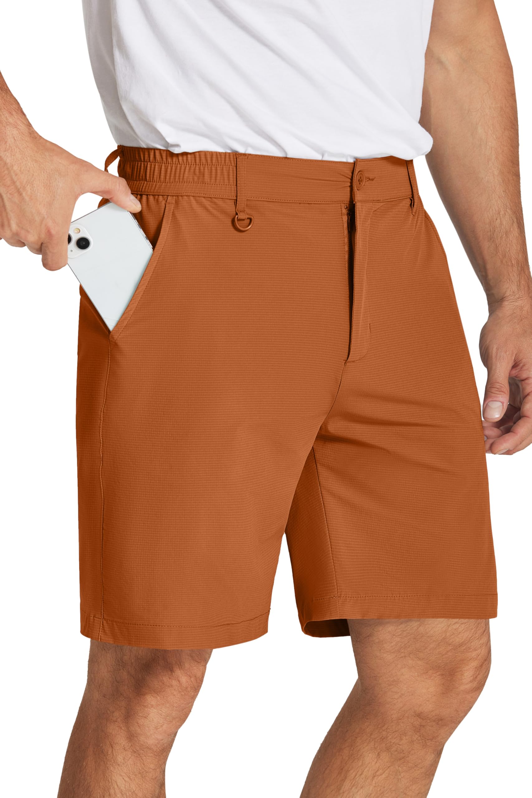 Photo 1 of COOFANDY Men's Golf Shorts 8 inch Lightweight Stretch Quick Dry Casual Dress Work Shorts with Front Pockets,Brown,M