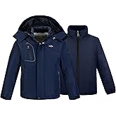 wantdo Boy's Ski Jacket Waterproof 3 in 1 Snow Coat Warm Fleece Winter Coat