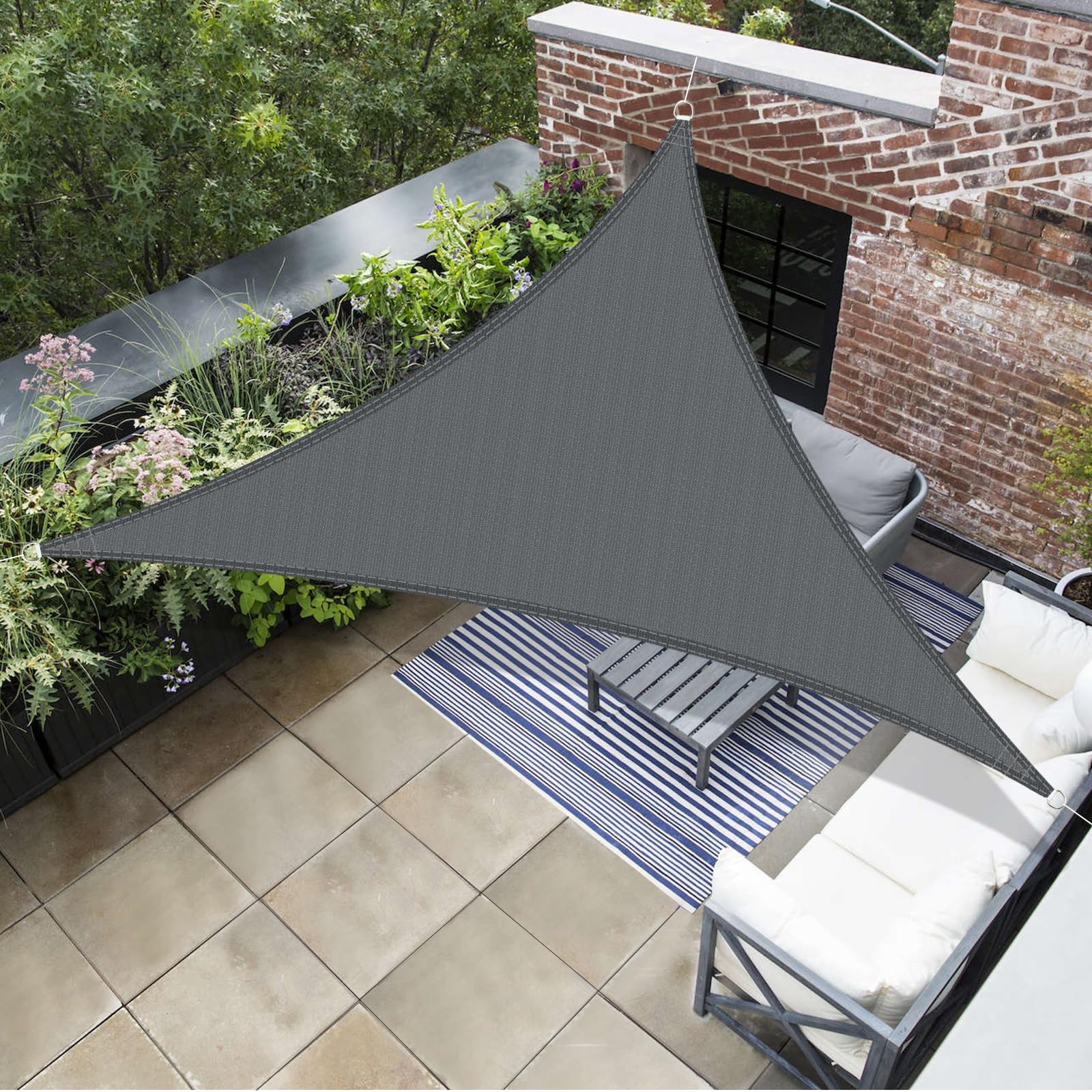AXT SHADE Sun Shade Sail 3x3x3m Triangle UV Block Canopy Awning for Patio Outdoor Garden Backyard -Anthracite