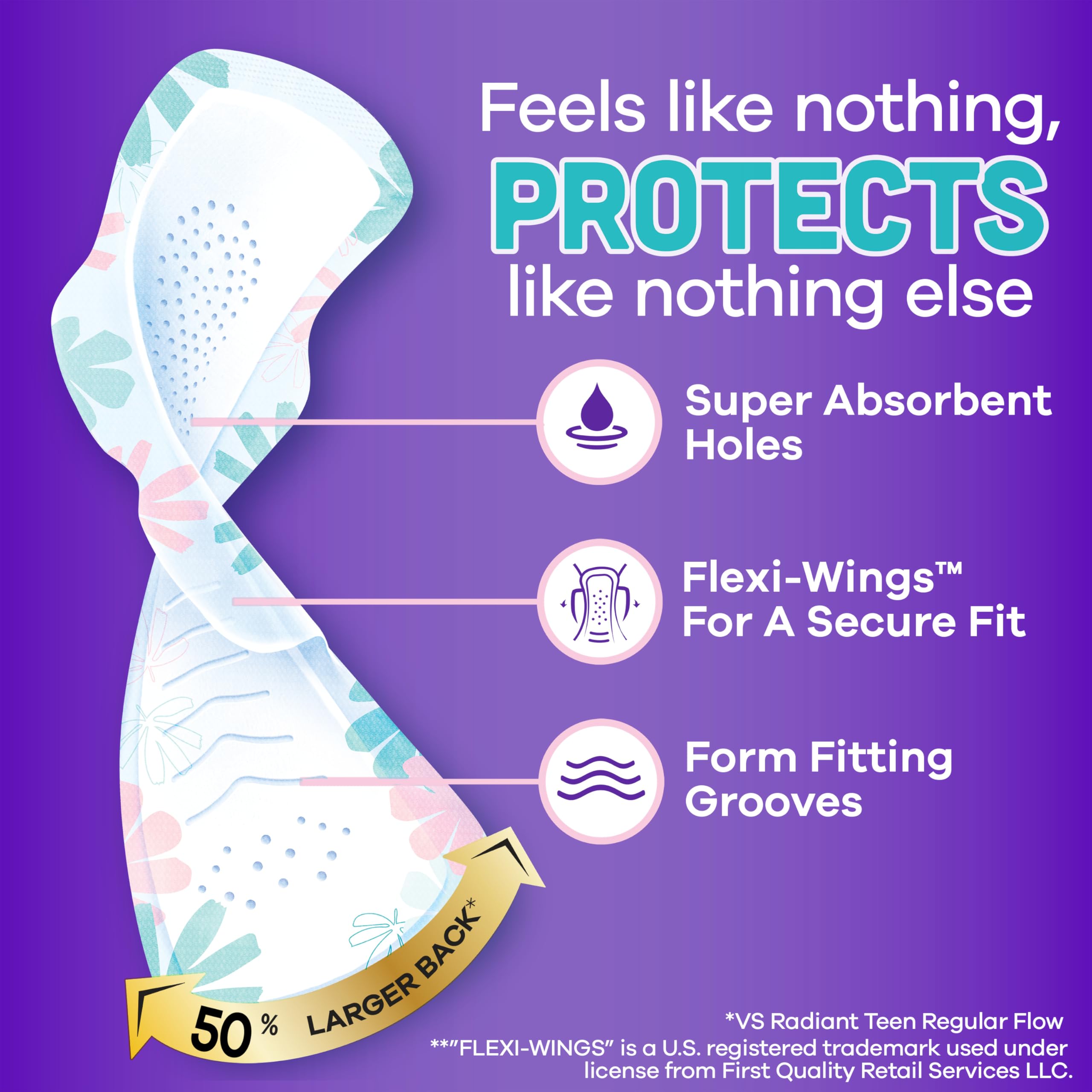 Always Radiant Teen Pads, Size 4, Overnight, with Wings, Unscented, 18 Count
