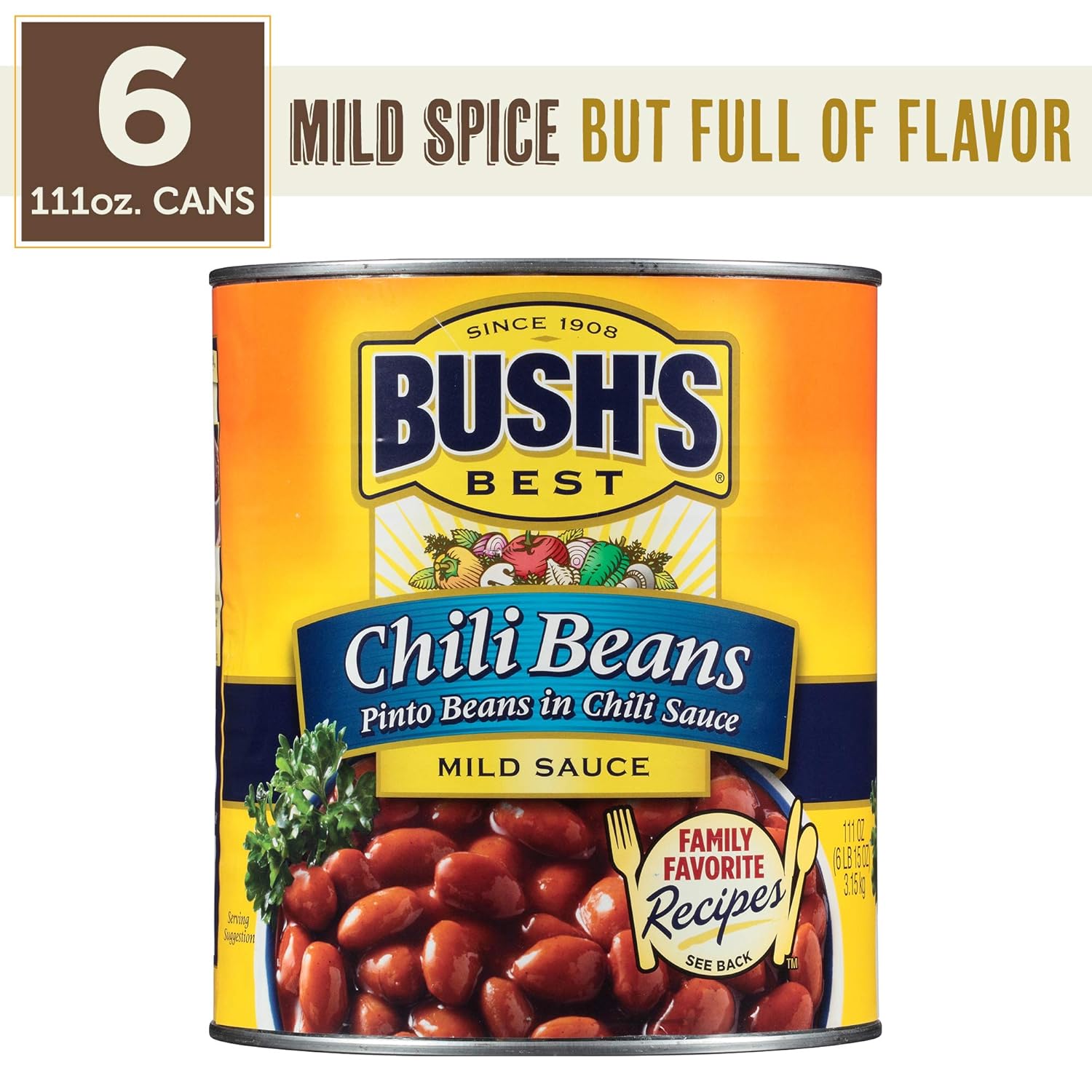 Bush's Best Pinto Beans in a Mild Chili Sauce 111 oz (6 cans)
