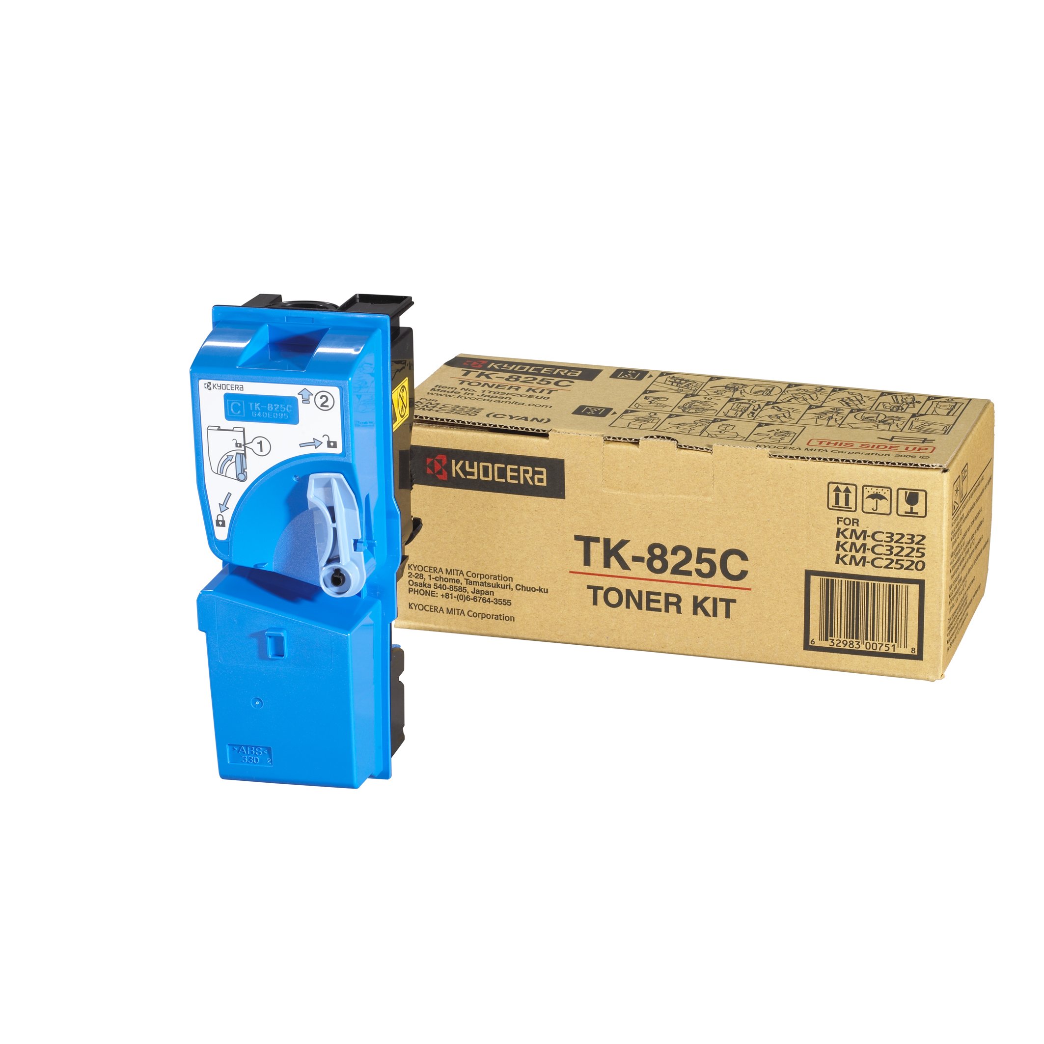 Kyocera Toner Cartridge TK-825 C - CYAN - 7.000 Pages High Capacity Genuine Premium Printer Toner - 1T02FZCEU0 - 0T2FZCEU - for KM-C 2500 / 2520 / 2520 / 2525 e / 3200 / 3225 / 3232 / 3232 e / 4035 e / 4535 e