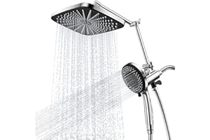SANISANO High Pressure 12" Rainfall Shower Head with Magnetic 4.7" 9-Mode Handheld Spray Combo, Adjustable Height/Angle Exten