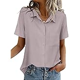 Zeagoo Women Blouses Short Sleeve Button Down Shirts Business Casual Dressy Work Tops Summer Spring Clothes