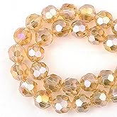 DIQIO 10mm Crystal Beads for Jewelry Making - 32 Faceted Iridescent Beads for Bracelets(65-72pcs, Champagne AB)