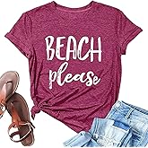Womens Sunshine Beach T Shirt Short Sleeve Summer Graphic Tees Funny Casual Shirt Loose Fit Tee Blouses Tops