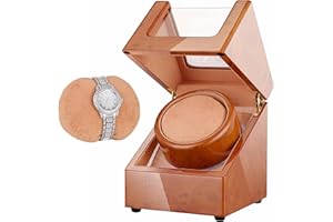 Lenway Watch Winder Super Quiet， Automatic Watch Winder Four Rotation Modes，Watch Winder Box with Led Light， High-End Piano P