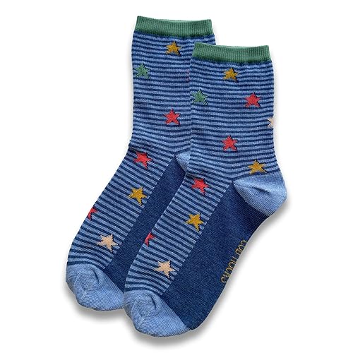 Cub Rocks, 1pk Ladies Cotton Stars Ankle Socks UK Size 4-7