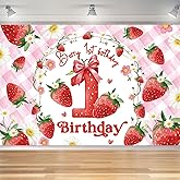 Strawberry Birthday Party Decorations for Girls Sweet one Birthday Berry First Birthday Decoration Backdrop for Girls Birthday Party Supplies(5FT X 3FT)