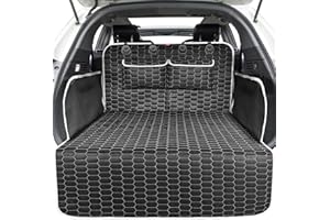 Oasser SUV Cargo Liner for Dogs 4 Layers Non-Slip Waterproof Washable Car Trunk Mat with Bumper Flaps&2 Large Storage Pockets