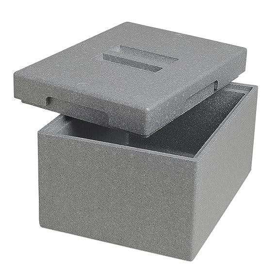 CLIMAPOR Thermobox mini aus Styropor, grau – Volumen: 25,5 x 35 x 21 cm (9 Liter) - Wandstärke: 1,75 cm bzw. 2 cm