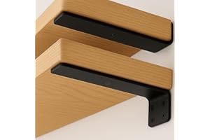 OIVGGUR Floating Shelf Bracket 4 Inch of 4 Pack Heavy Duty Shelf Brackets Black Coated Metal L Bracket Wall Shelf Support DIY Brackets with 1/5 Inch Thick and 160 LBS Load Capacity