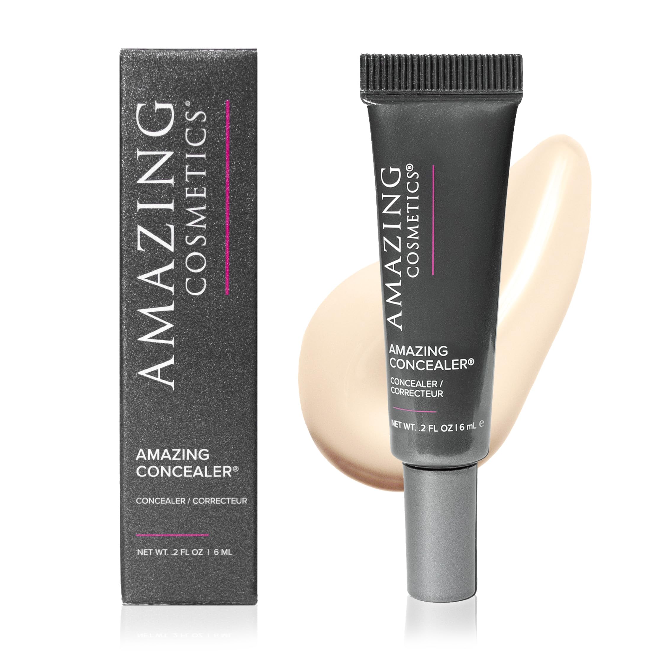 AmazingCosmetics AMAZINGCONCEALER, full coverage long wear concealer makeup for undereye dark circles, acne, blemishes and spots, color correcting shades, melts into skin for most natural finish