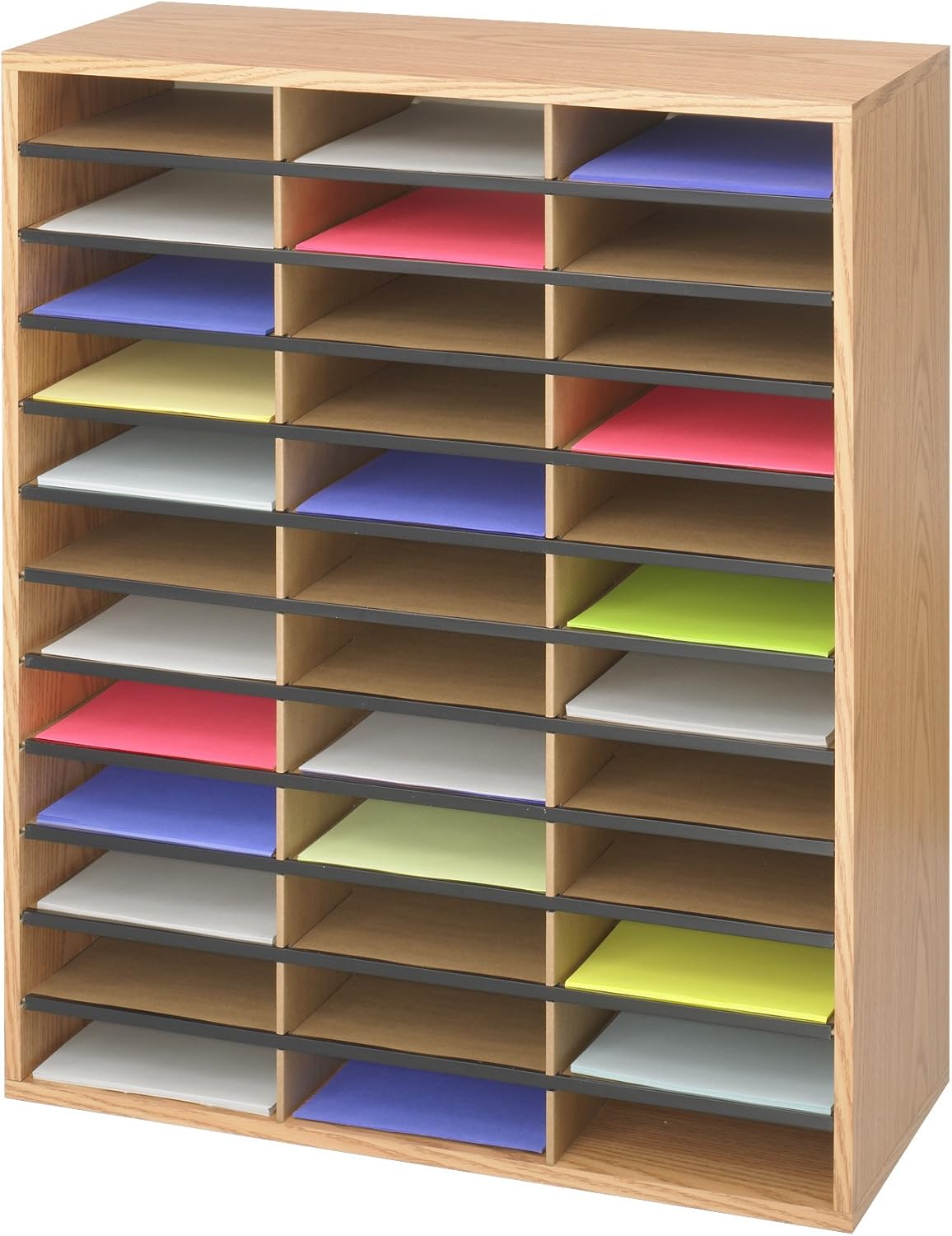 Safco Products Wood/Corrugated Literature Organizer, 36 Compartment 9403, Economical Organization, Letter-Size Compartments : Mail Box Shelves : Office Products